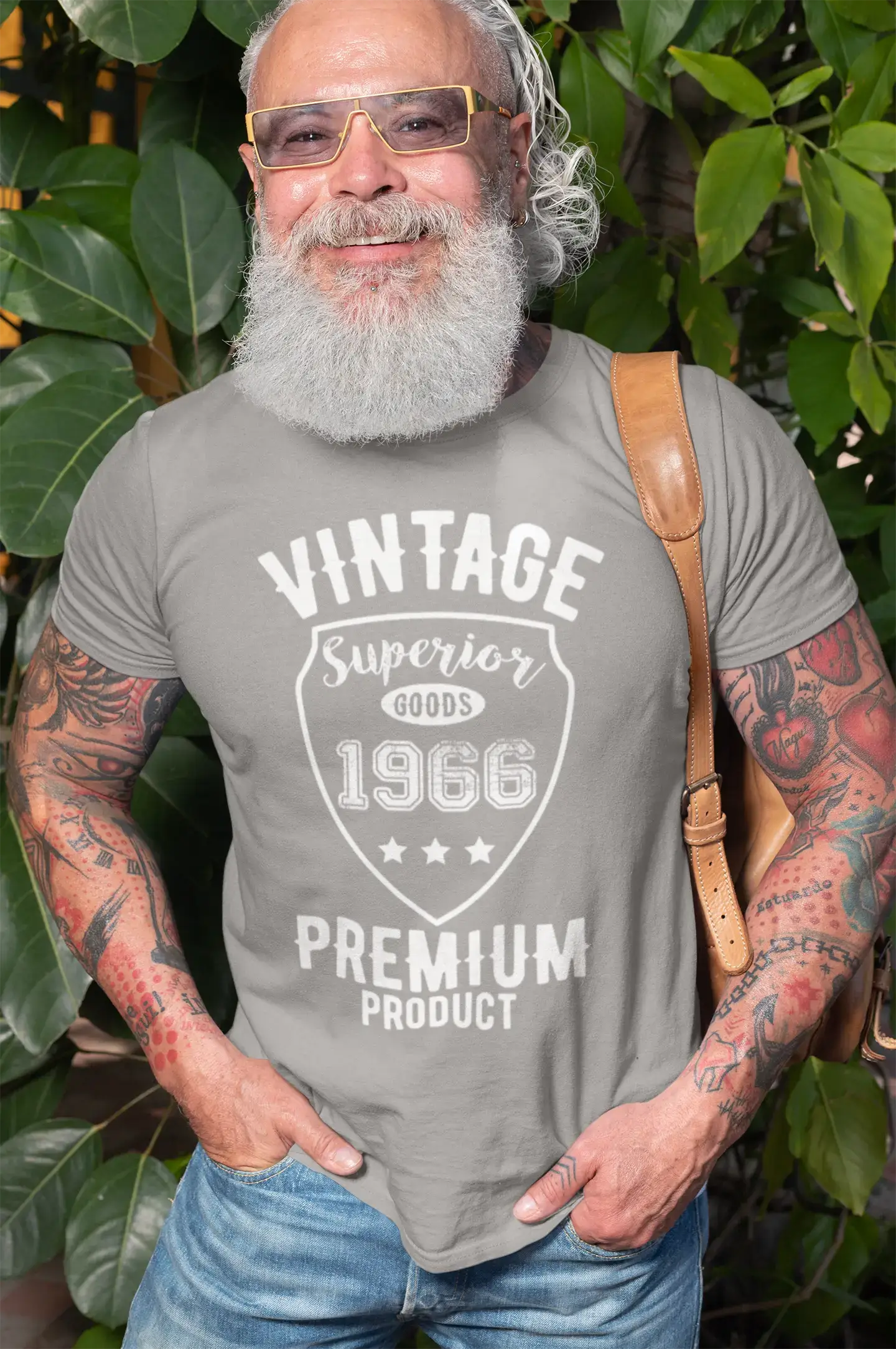 1966 Vintage superior, Grey, Men's Short Sleeve Round Neck T-shirt 00098