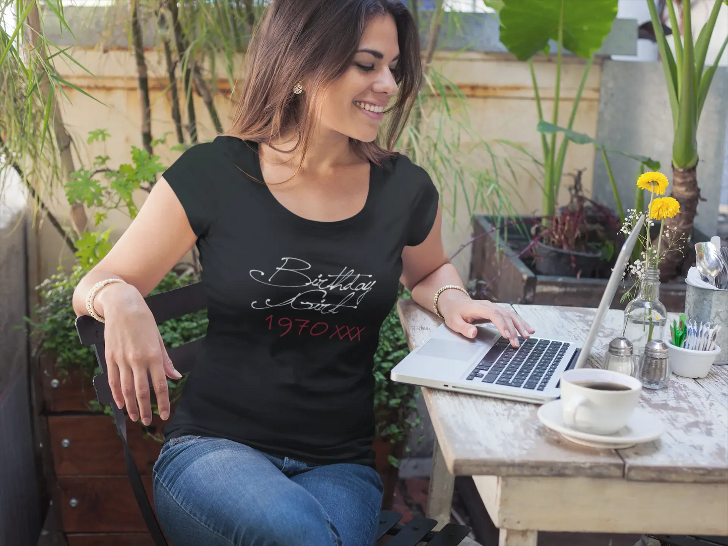 Birthday Girl 1970, Black, Women's Short Sleeve Round Neck T-shirt 00099