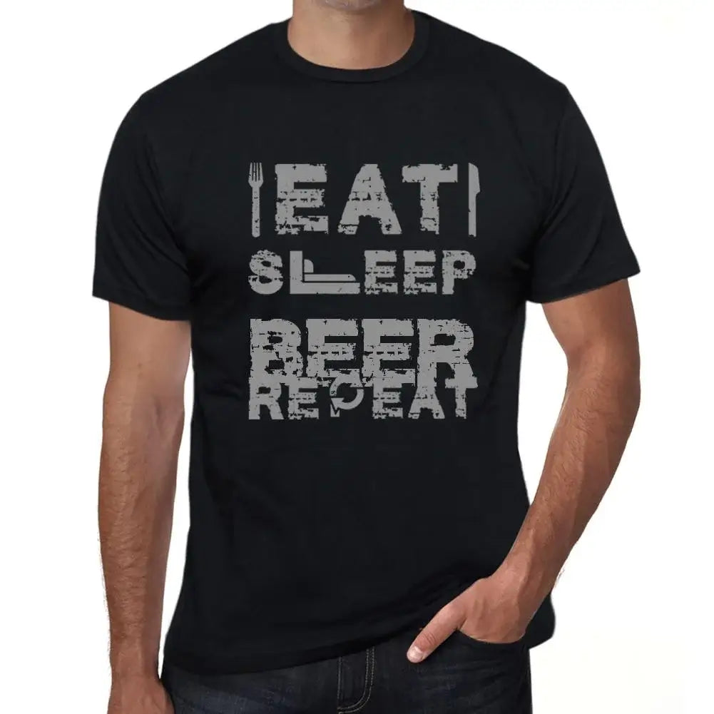 Men's Graphic T-Shirt Eat Sleep Beer Repeat Eco-Friendly Limited Edition Short Sleeve Tee-Shirt Vintage Birthday Gift Novelty