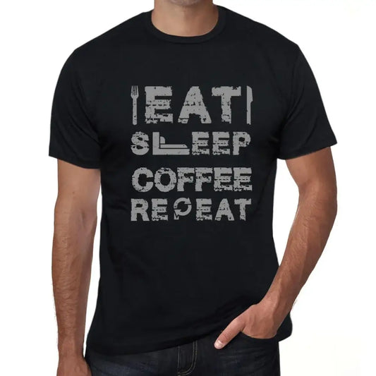 Men's Graphic T-Shirt Eat Sleep Coffee Repeat Eco-Friendly Limited Edition Short Sleeve Tee-Shirt Vintage Birthday Gift Novelty