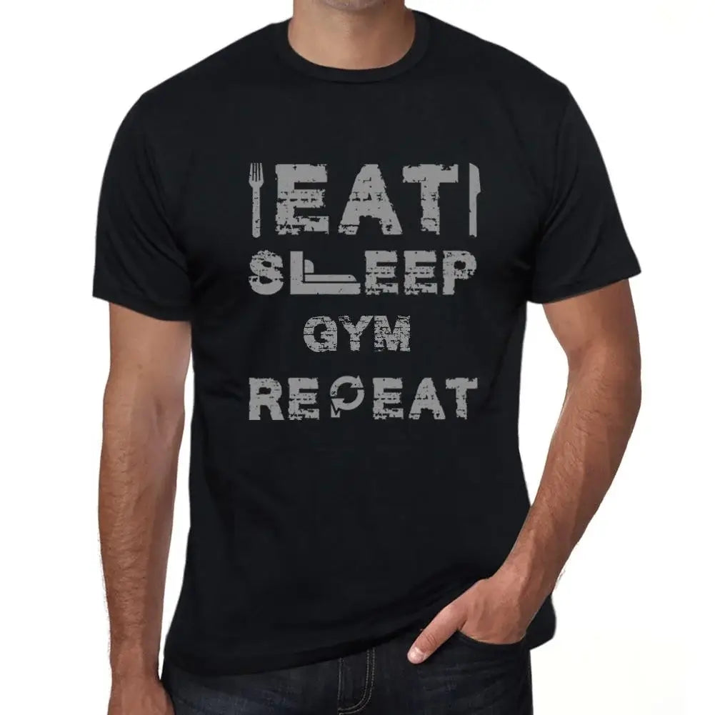 Men's Graphic T-Shirt Eat Sleep Gym Repeat Eco-Friendly Limited Edition Short Sleeve Tee-Shirt Vintage Birthday Gift Novelty