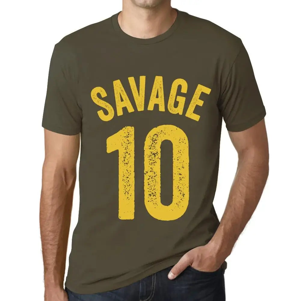 Men's Graphic T-Shirt Savage 10 10th Birthday Anniversary 10 Year Old Gift 2014 Vintage Eco-Friendly Short Sleeve Novelty Tee