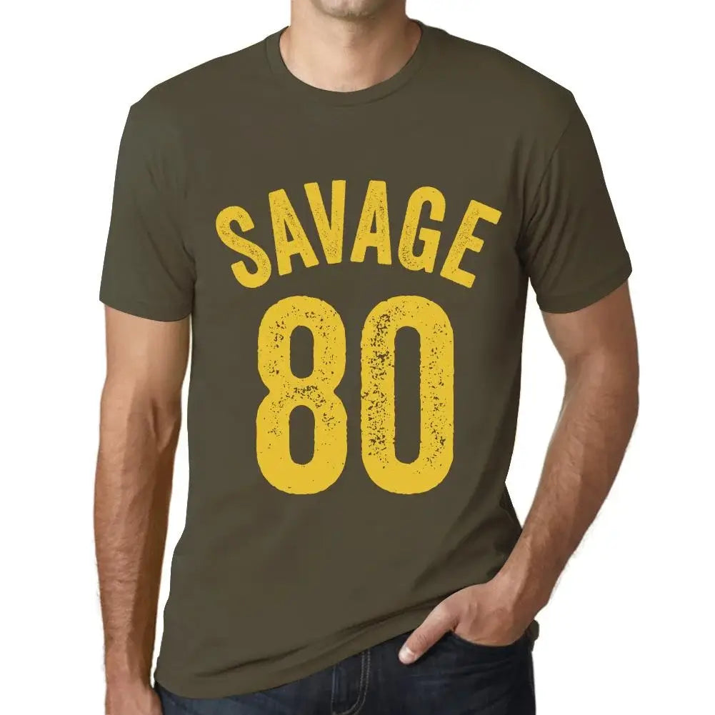 Men's Graphic T-Shirt Savage 80 80th Birthday Anniversary 80 Year Old Gift 1944 Vintage Eco-Friendly Short Sleeve Novelty Tee