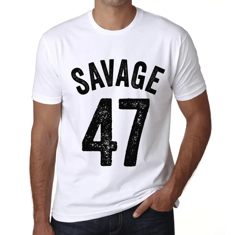 Men's Graphic T-Shirt Savage 47 47th Birthday Anniversary 47 Year Old Gift 1977 Vintage Eco-Friendly Short Sleeve Novelty Tee