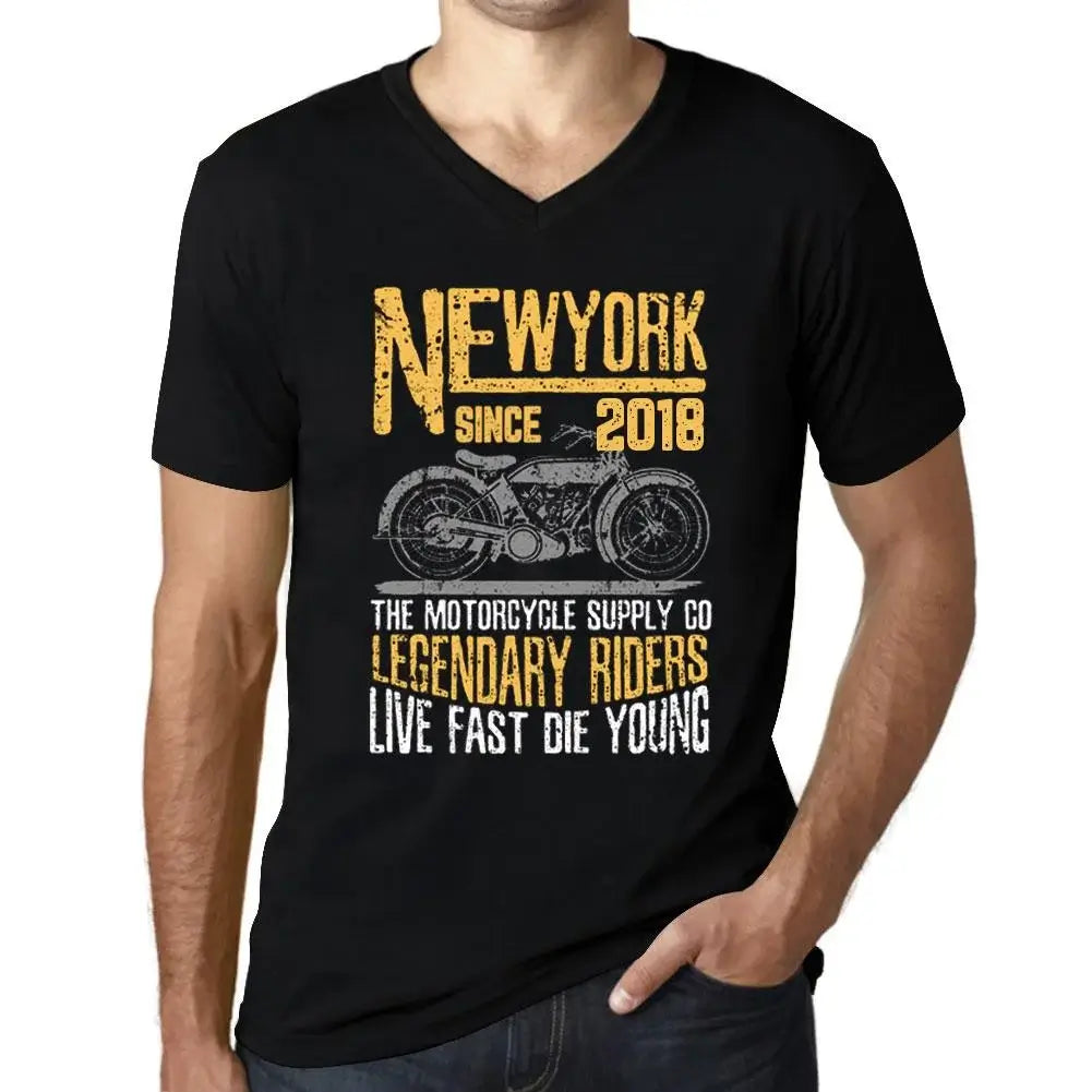 Men's Graphic T-Shirt V Neck Motorcycle Legendary Riders Since 2018 6th Birthday Anniversary 6 Year Old Gift 2018 Vintage Eco-Friendly Short Sleeve Novelty Tee
