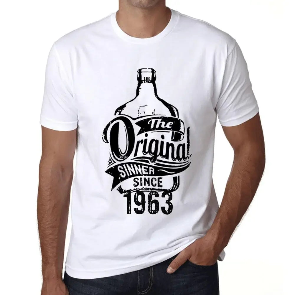 Men's Graphic T-Shirt The Original Sinner Since 1963 61st Birthday Anniversary 61 Year Old Gift 1963 Vintage Eco-Friendly Short Sleeve Novelty Tee