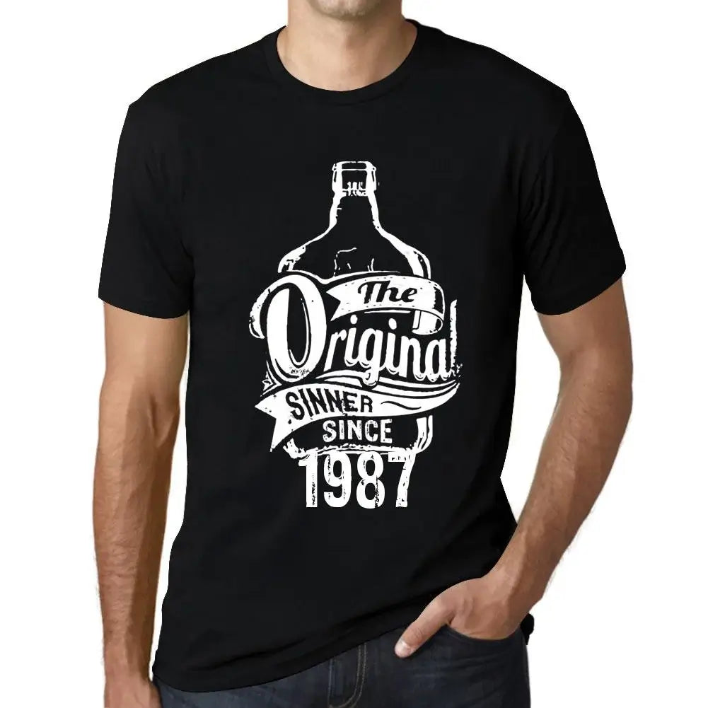 Men's Graphic T-Shirt The Original Sinner Since 1987 37th Birthday Anniversary 37 Year Old Gift 1987 Vintage Eco-Friendly Short Sleeve Novelty Tee