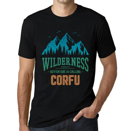 Men's Graphic T-Shirt Wilderness, Adventure Is Calling Corfu Eco-Friendly Limited Edition Short Sleeve Tee-Shirt Vintage Birthday Gift Novelty