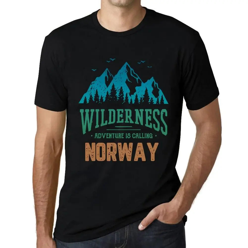 Men's Graphic T-Shirt Wilderness, Adventure Is Calling Norway Eco-Friendly Limited Edition Short Sleeve Tee-Shirt Vintage Birthday Gift Novelty