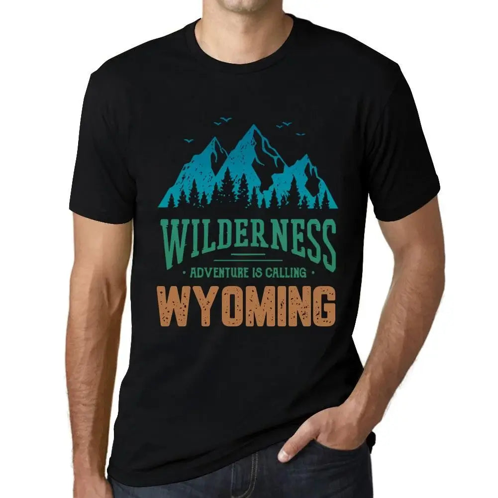 Men's Graphic T-Shirt Wilderness, Adventure Is Calling Wyoming Eco-Friendly Limited Edition Short Sleeve Tee-Shirt Vintage Birthday Gift Novelty