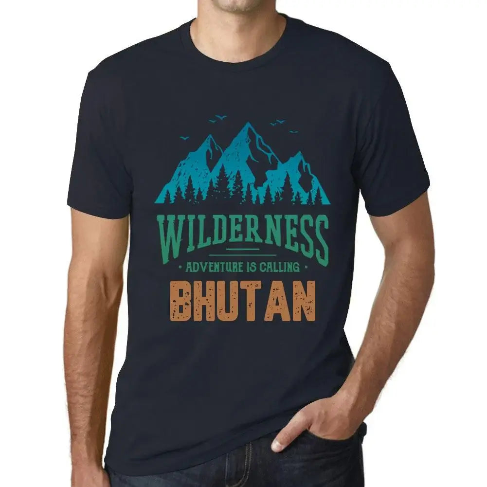 Men's Graphic T-Shirt Wilderness, Adventure Is Calling Bhutan Eco-Friendly Limited Edition Short Sleeve Tee-Shirt Vintage Birthday Gift Novelty