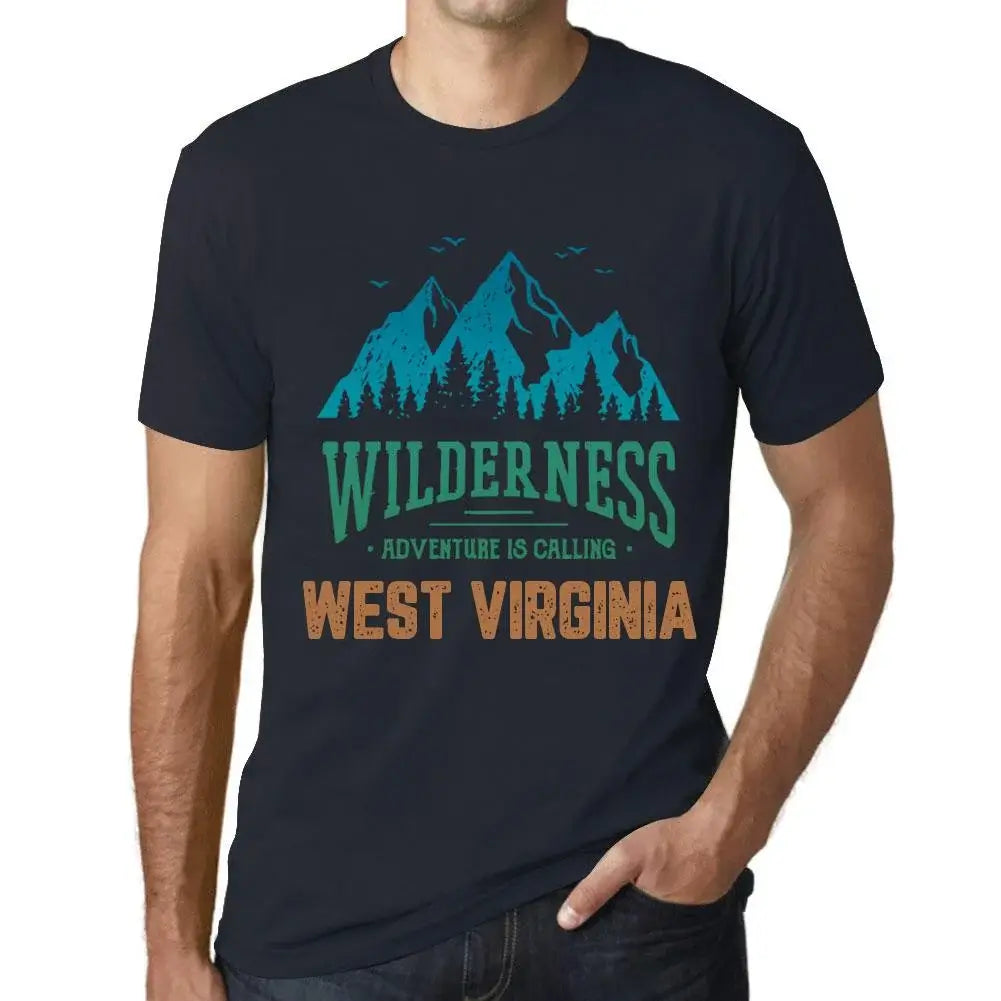 Men's Graphic T-Shirt Wilderness, Adventure Is Calling West Virginia Eco-Friendly Limited Edition Short Sleeve Tee-Shirt Vintage Birthday Gift Novelty