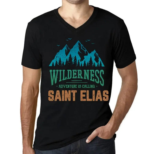 Men's Graphic T-Shirt V Neck Wilderness, Adventure Is Calling Saint Elias Eco-Friendly Limited Edition Short Sleeve Tee-Shirt Vintage Birthday Gift Novelty