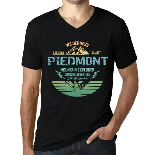 Men's Graphic T-Shirt V Neck Outdoor Adventure, Wilderness, Mountain Explorer Piedmont Eco-Friendly Limited Edition Short Sleeve Tee-Shirt Vintage Birthday Gift Novelty