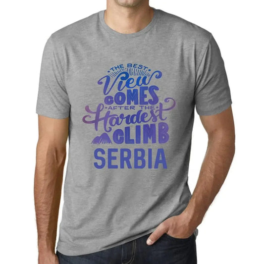 Men's Graphic T-Shirt The Best View Comes After Hardest Mountain Climb Serbia Eco-Friendly Limited Edition Short Sleeve Tee-Shirt Vintage Birthday Gift Novelty