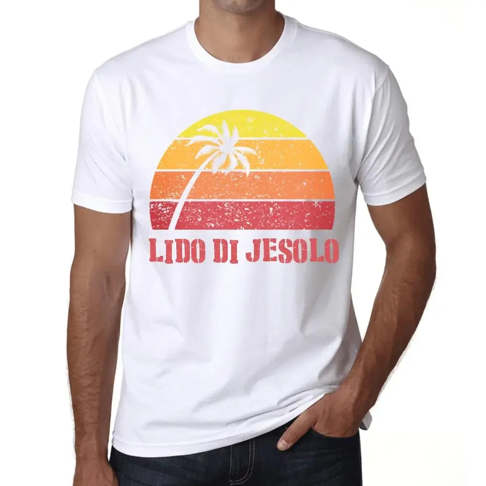 Men's Graphic T-Shirt Palm, Beach, Sunset In Lido Di Jesolo Eco-Friendly Limited Edition Short Sleeve Tee-Shirt Vintage Birthday Gift Novelty