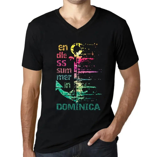 Men's Graphic T-Shirt V Neck Endless Summer In Dominica Eco-Friendly Limited Edition Short Sleeve Tee-Shirt Vintage Birthday Gift Novelty