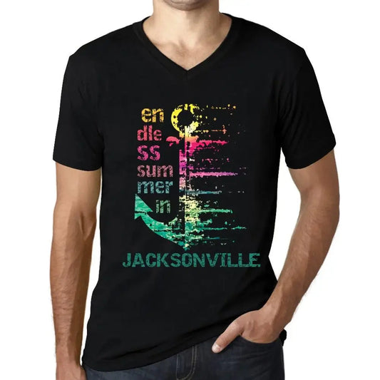 Men's Graphic T-Shirt V Neck Endless Summer In Jacksonville Eco-Friendly Limited Edition Short Sleeve Tee-Shirt Vintage Birthday Gift Novelty