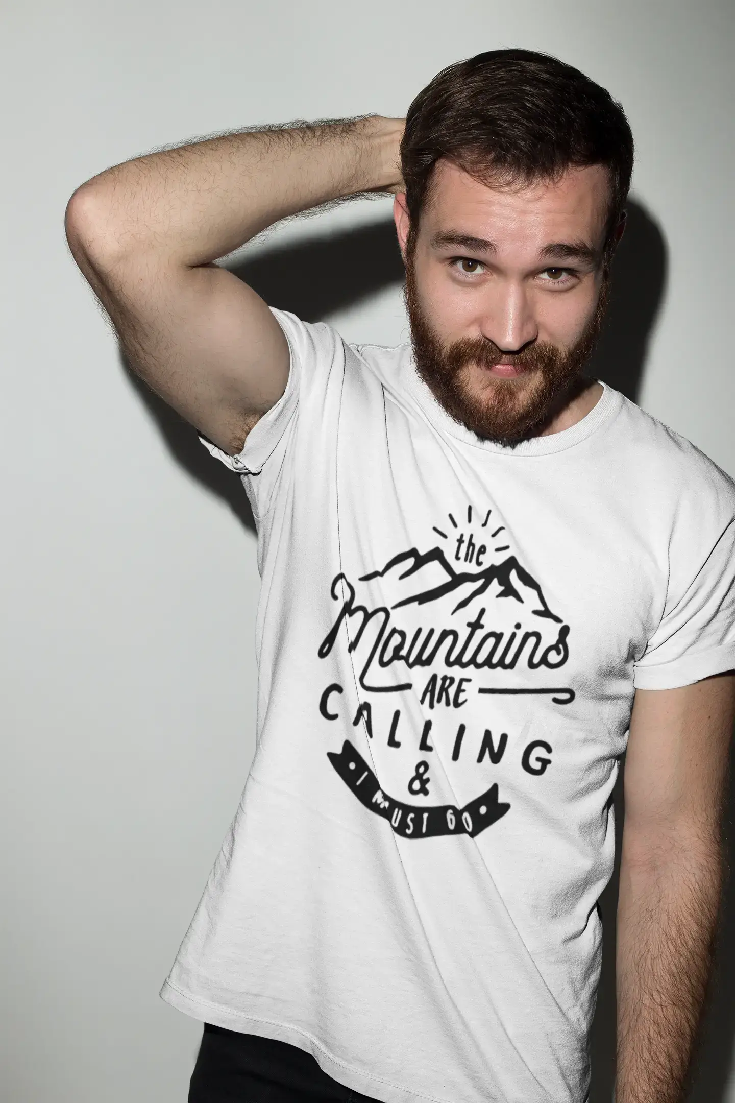 ULTRABASIC - Graphic Printed Men's The Mountains Are Calling And I Must Go Hiking Tee Mouse Grey