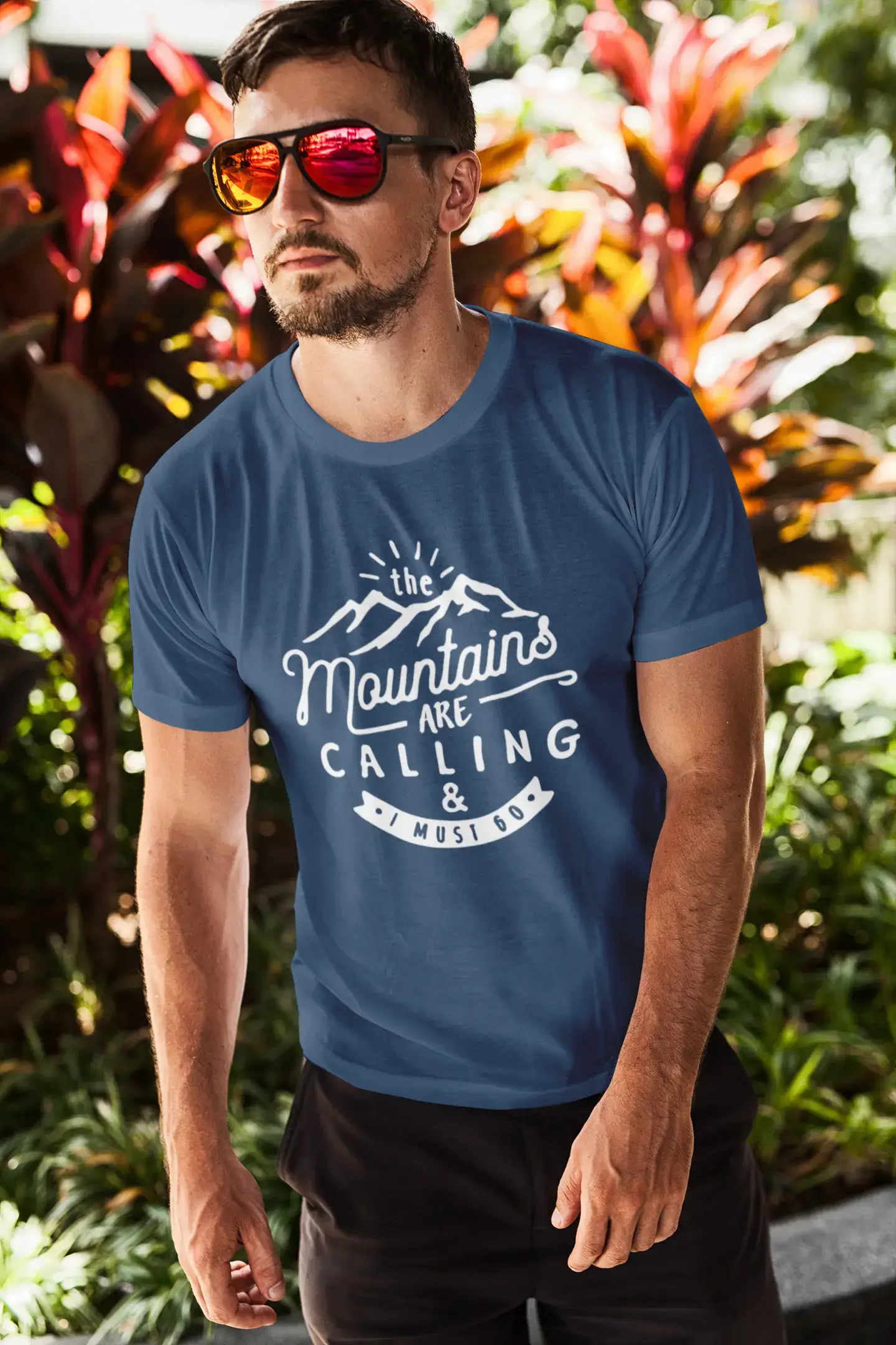 ULTRABASIC - Graphic Printed Men's The Mountains Are Calling And I Must Go Hiking Tee Mouse Grey