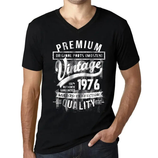 Men's Graphic T-Shirt V Neck Original Parts (Mostly) Aged to Perfection 1976 48th Birthday Anniversary 48 Year Old Gift 1976 Vintage Eco-Friendly Short Sleeve Novelty Tee