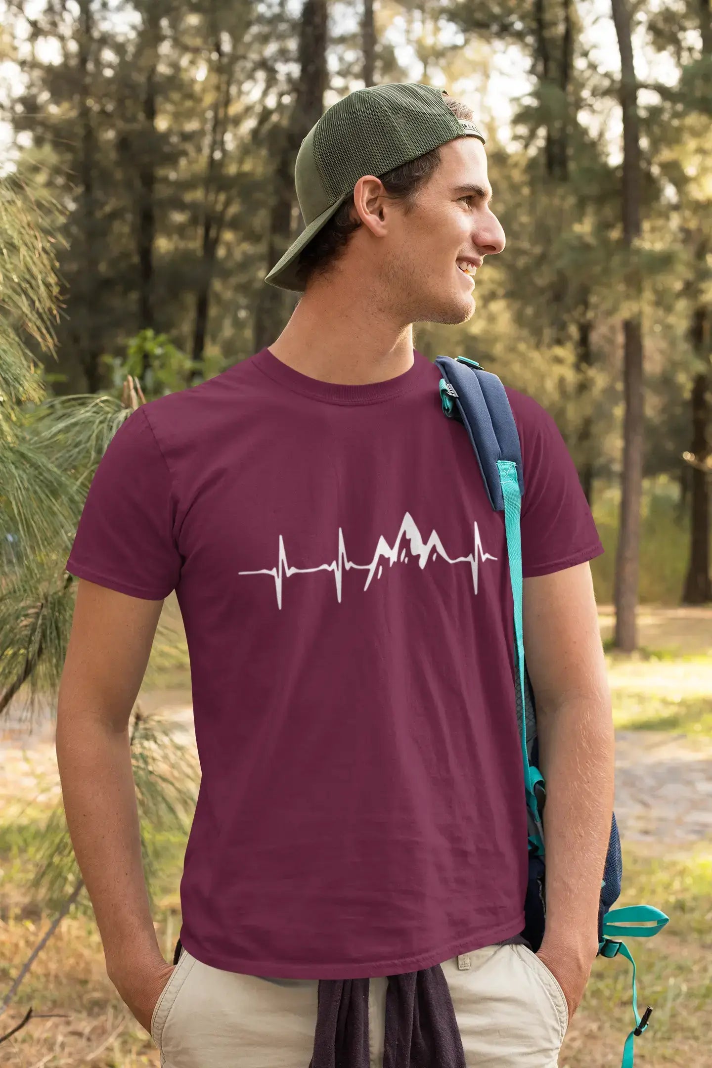 ULTRABASIC - Graphic Printed Men's Mountain Heartbeat T-Shirt White