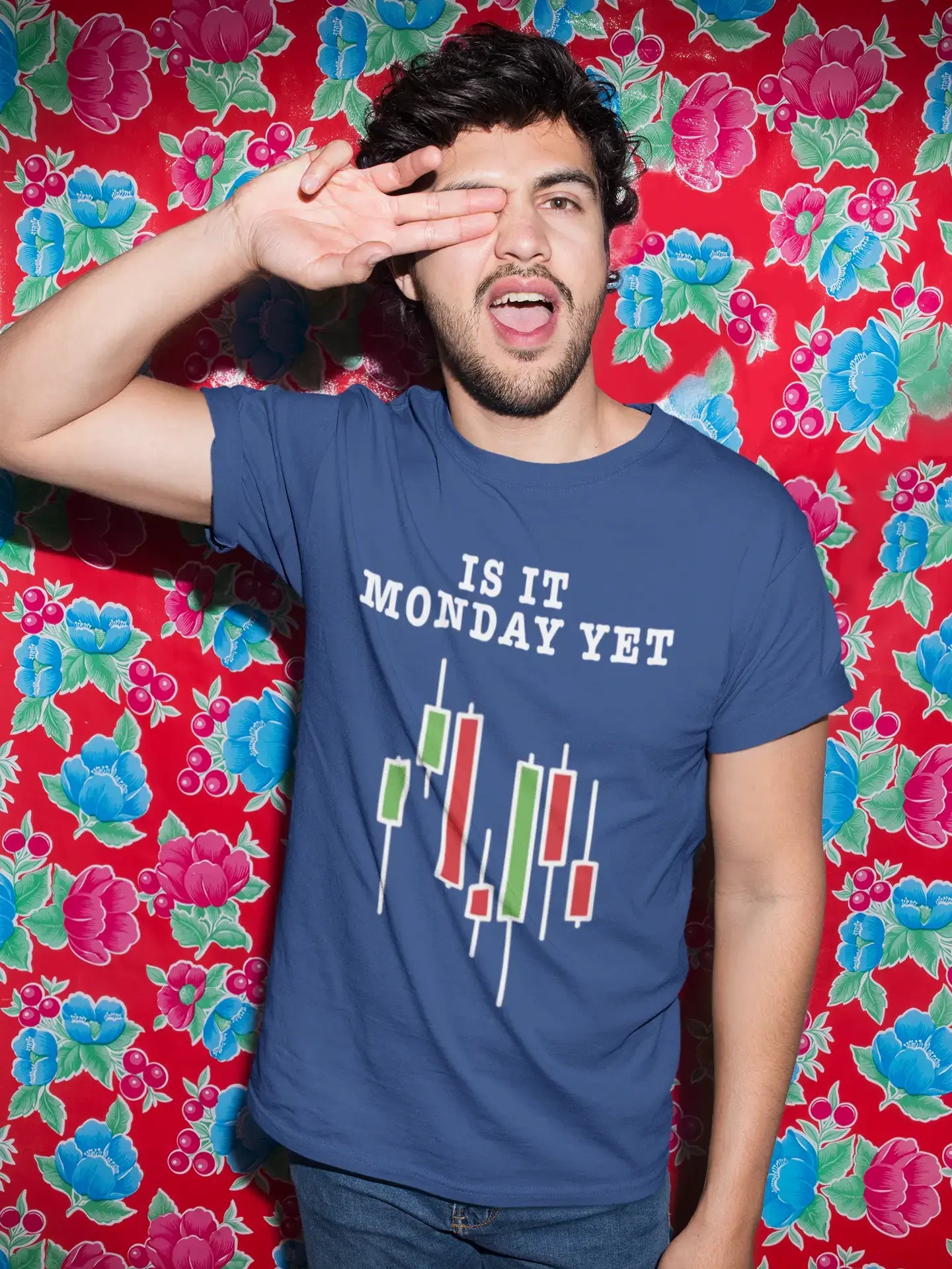 Men’s Graphic T-Shirt Is It Monday Yet Stock Market Traders Aqua Gift Idea