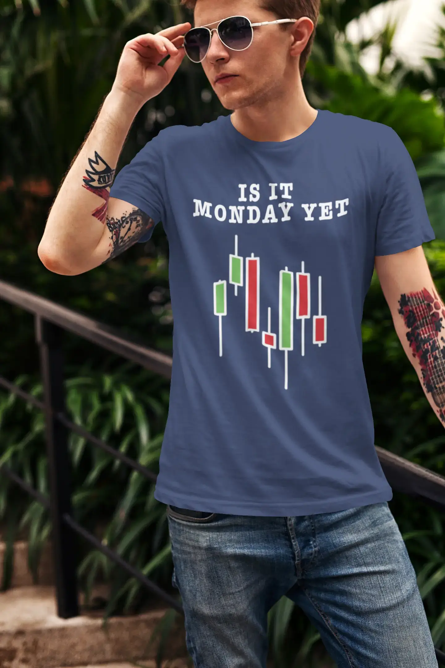 Men’s Graphic T-Shirt Is It Monday Yet Stock Market Traders Aqua Gift Idea