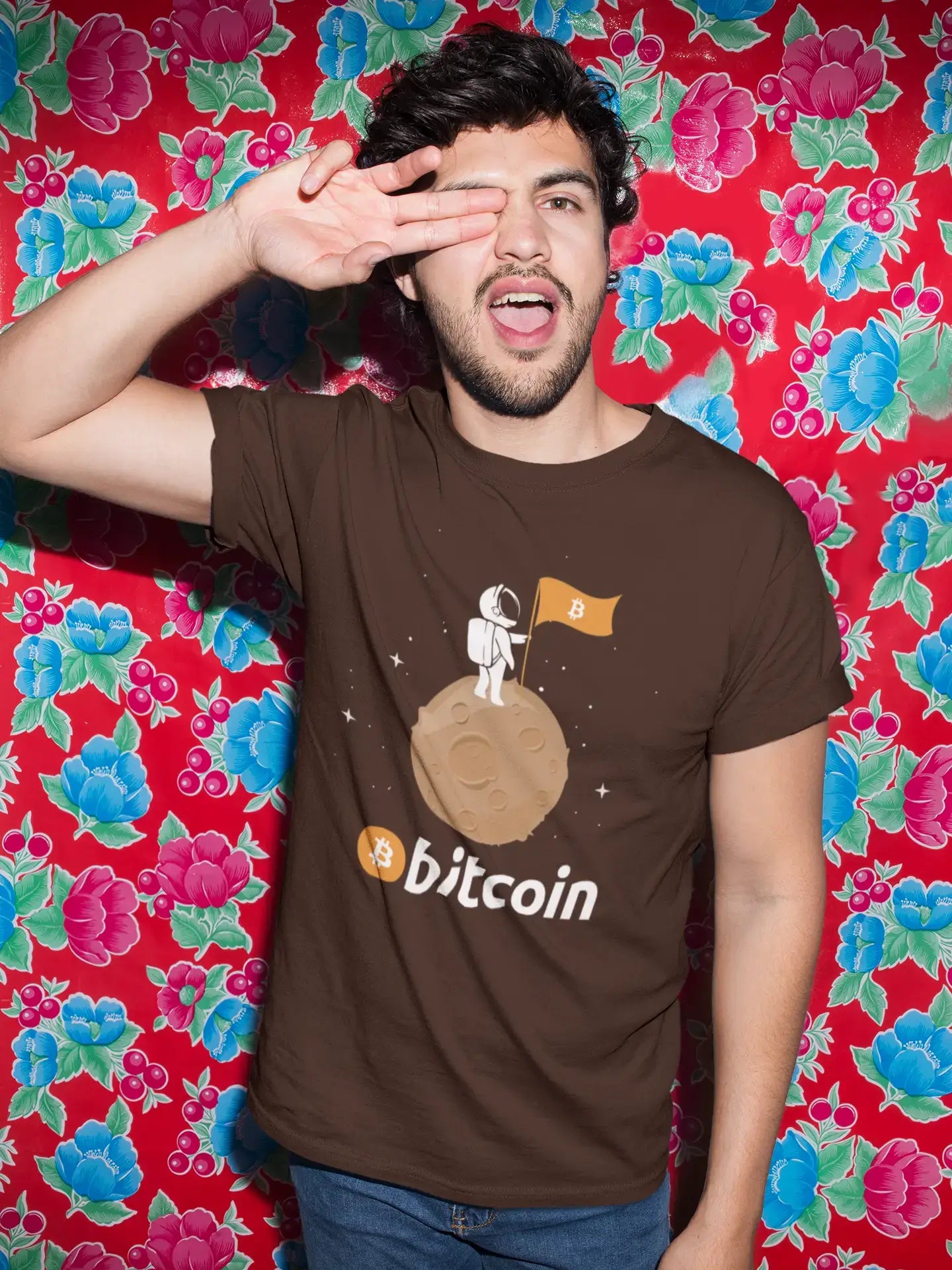 Men’s Graphic T-Shirt Bitcoin Astronaut HODL BTC Military Green Gift Idea