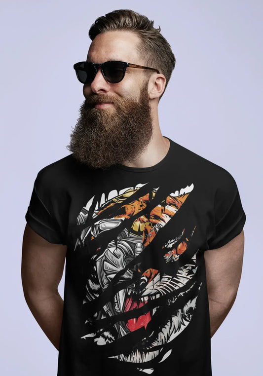 ULTRABASIC Men's Torn T-Shirt Funny Tiger - Animal Lover Vintage Shirt for Men