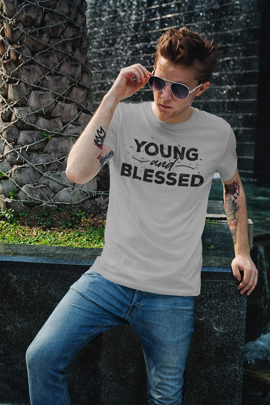 ULTRABASIC Men's T-Shirt Young and Blessed - Bible Religious Shirt