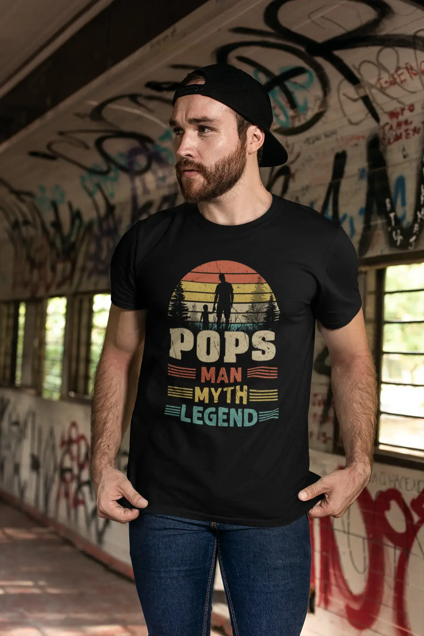 ULTRABASIC Men's Graphic T-Shirt Pops Man Myth Legend - Funny Vintage Shirt