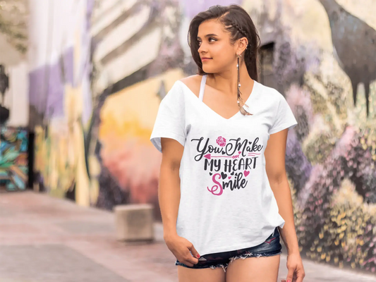 ULTRABASIC Women's T-Shirt You Make My Heart Smile - Romantic Quote