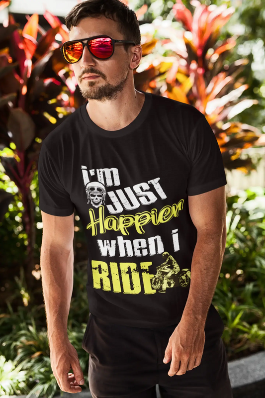ULTRABASIC Men's T-Shirt I'm Just Happier When I Ride - Funny Humor Biker Tee Shirt