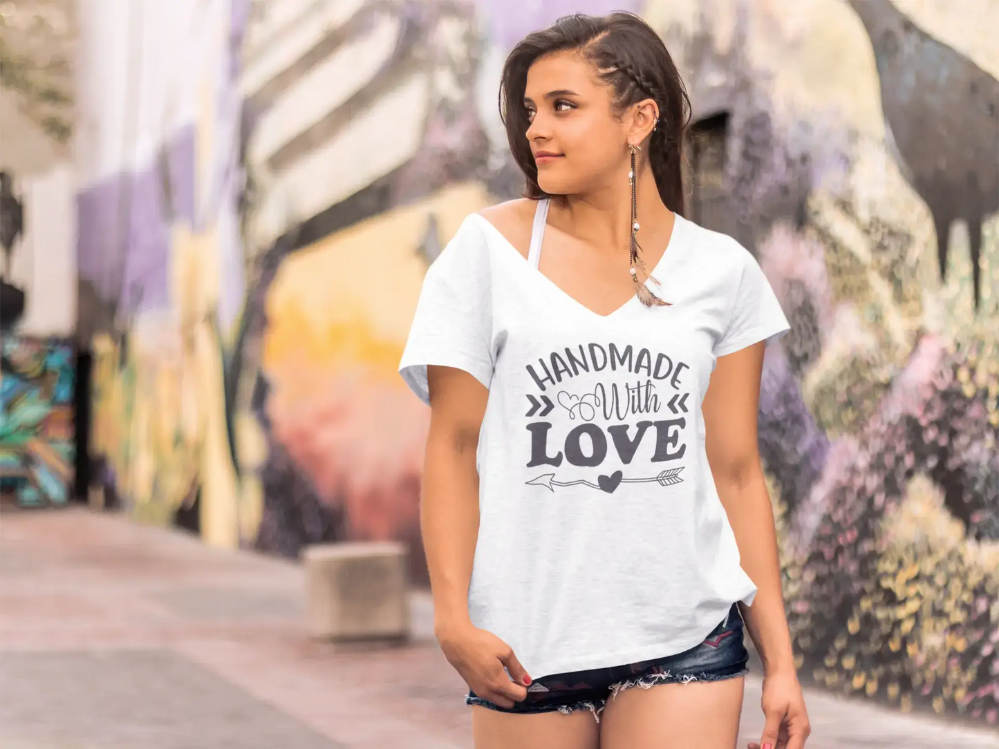 ULTRABASIC Women's T-Shirt Handmade With Love - Short Sleeve Tee Shirt Tops