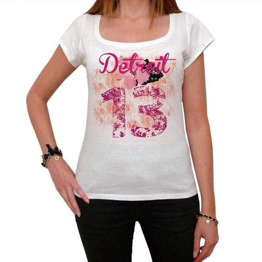 13, Detroit, Women's Short Sleeve Round Neck T-shirt 00008 - ultrabasic-com