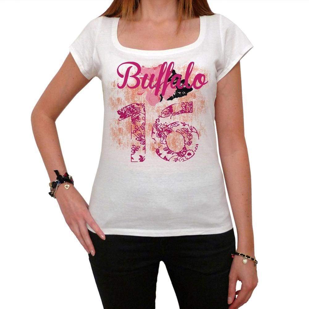 16, Buffalo, Women's Short Sleeve Round Neck T-shirt 00008 - ultrabasic-com