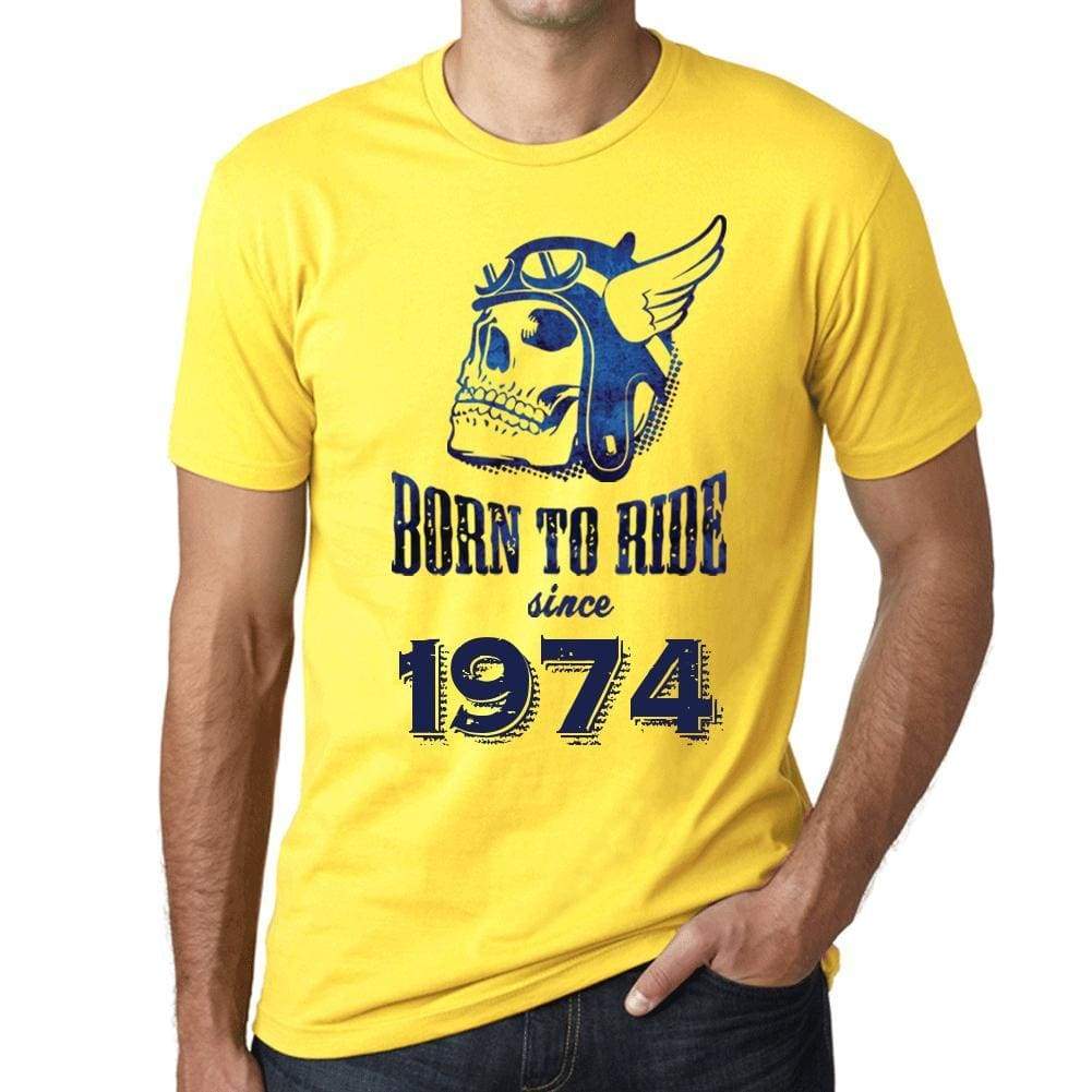 1974, Born to Ride Since 1974 Men's T-shirt Yellow Birthday Gift 00496 - ultrabasic-com