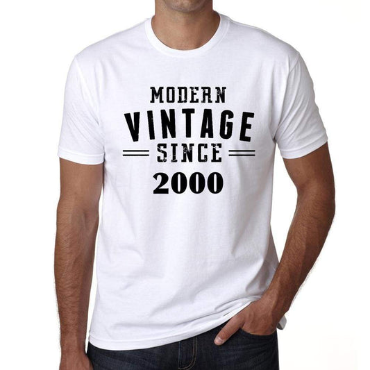2000 Modern Vintage White Mens Short Sleeve Round Neck T-Shirt 00113 - White / S - Casual
