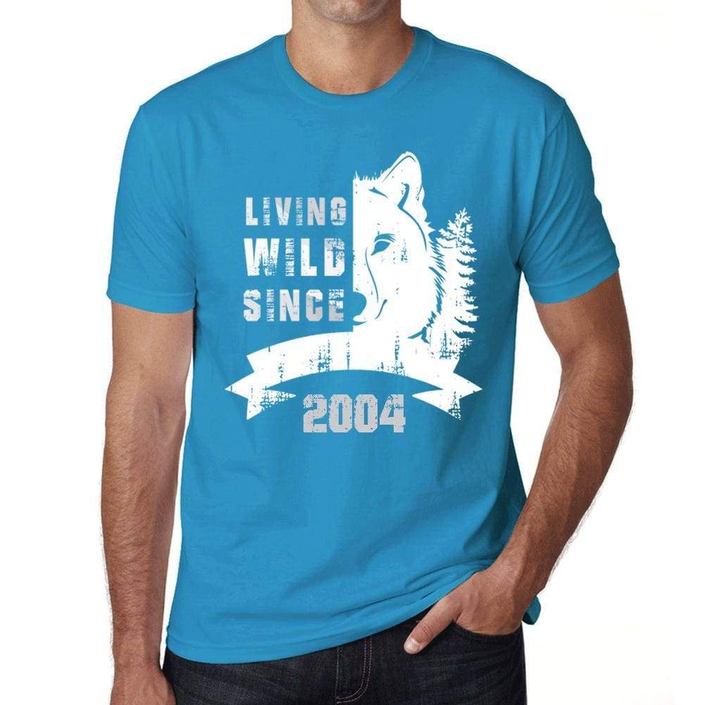 2004 Living Wild Since 2004 Mens T-Shirt Blue Birthday Gift 00499 - Blue / X-Small - Casual