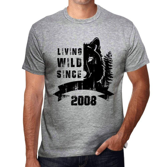 2008 Living Wild Since 2008 Mens T-Shirt Grey Birthday Gift 00500 - Grey / Small - Casual