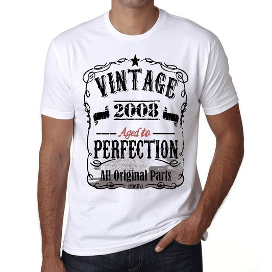 2008 Vintage Aged To Perfection Mens T-Shirt White Birthday Gift 00488 - White / Xs - Casual