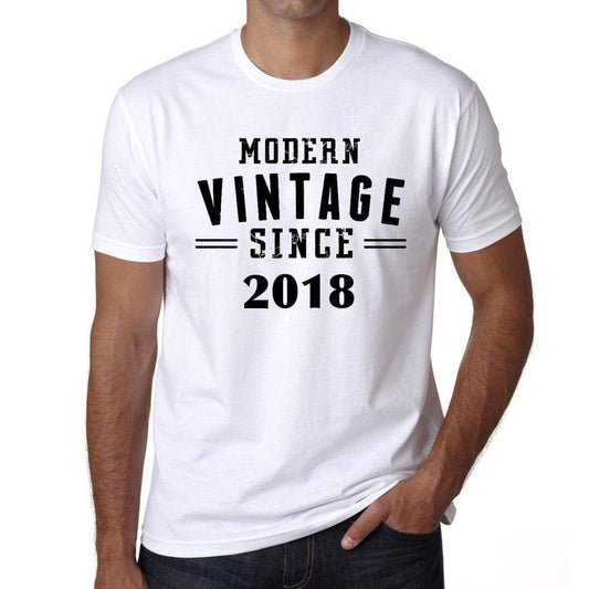 2018 Modern Vintage White Mens Short Sleeve Round Neck T-Shirt 00113 - White / S - Casual