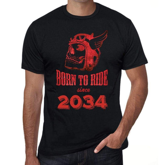 2034, Born to Ride Since 2034 Men's T-shirt Black Birthday Gift 00493 - Ultrabasic