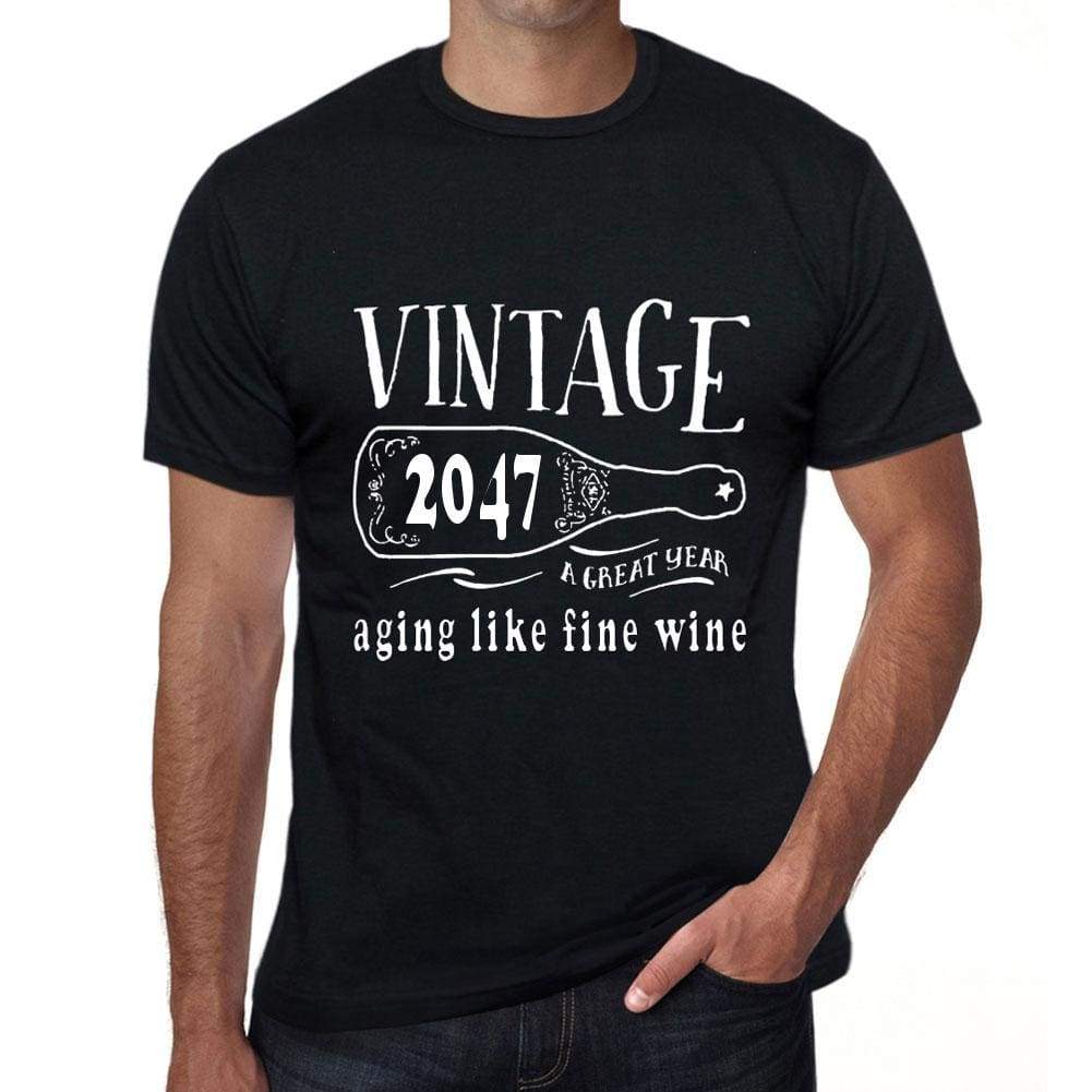 2047 Aging Like a Fine Wine Men's T-shirt Black Birthday Gift 00458 - Ultrabasic