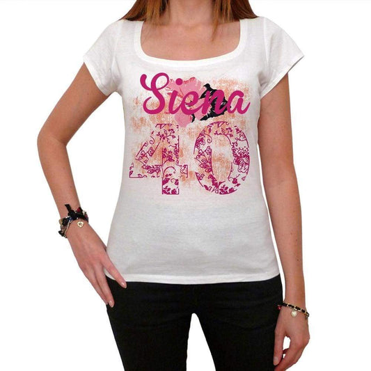 40, Siena, City With Number, <span>Women's</span> <span>Short Sleeve</span> Round White T-shirt 00008 - ULTRABASIC
