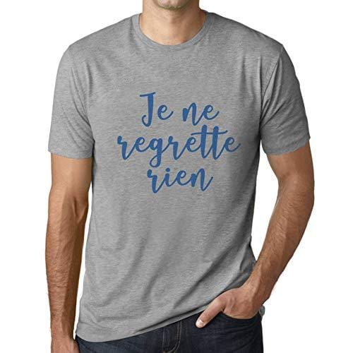 Ultrabasic - Homme T-Shirt Graphique Je Ne Regrette Rien Gris Chiné