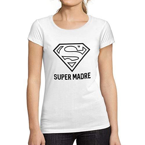 Ultrabasic - Tee-Shirt Femme Manches Courtes Super Madre T-Shirt Cadeau Idées Tee Blanco