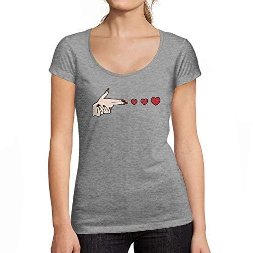 Ultrabasic - Tee-Shirt Femme col Rond Décolleté Amour de Coeur de Tir Gris Chiné