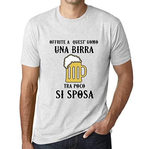 Ultrabasic - Homme Graphique Una Birra Tra Poco Si Sposa Impression de Lettre Tee Shirt Cadeau Blanc Chiné